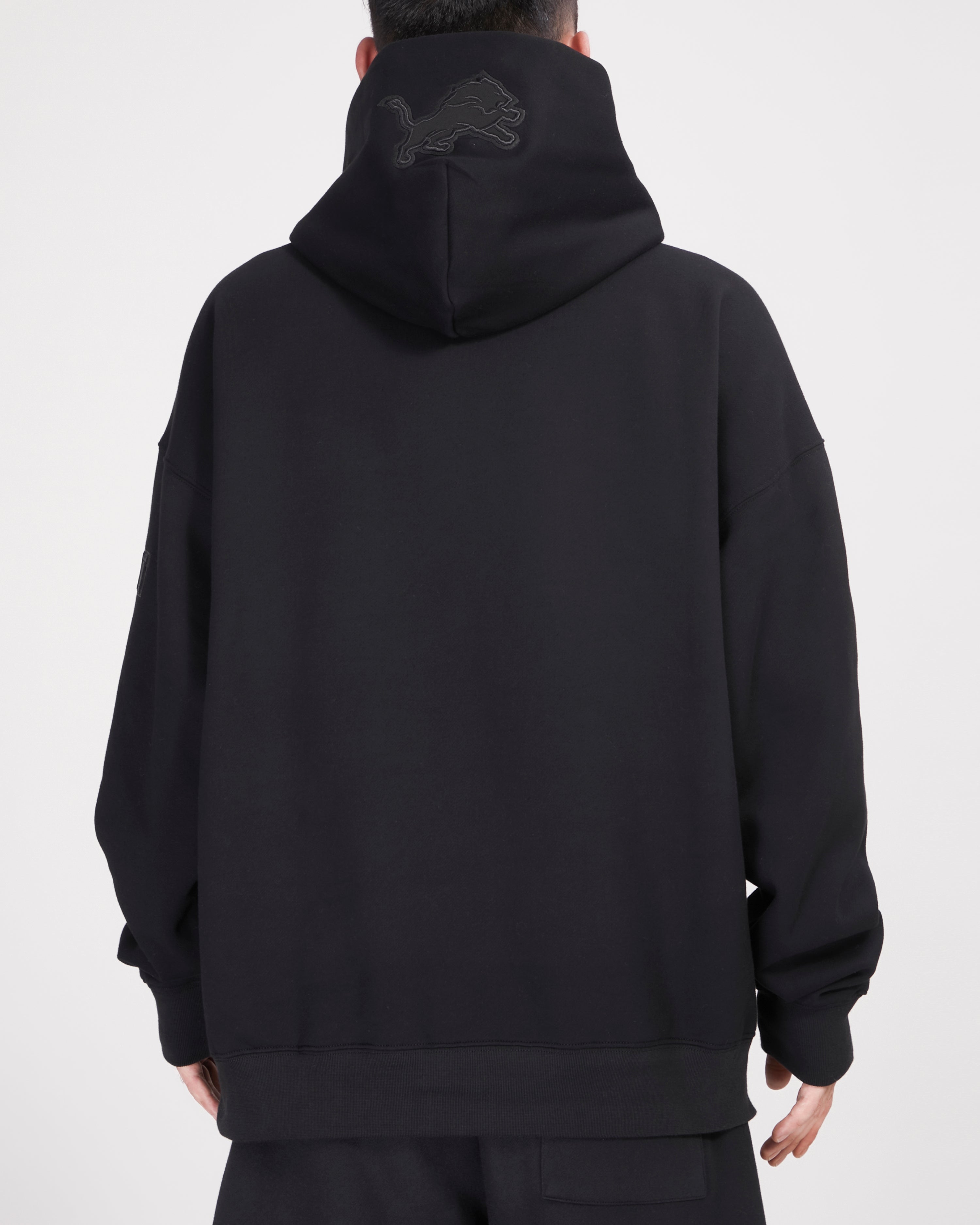 NFL DETROIT LIONS NEUTRAL DROP SHOULDER MEN'S PULLOVER HOODIE FDL545308-BLK