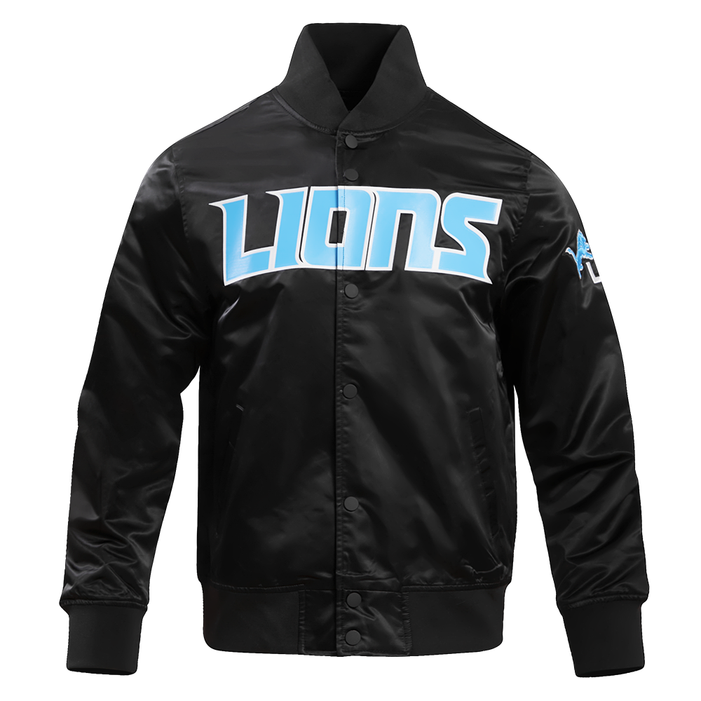 NFL DETROIT LIONS BIG LOGO MEN'S SATIN JACKET FDL6410277-BLK