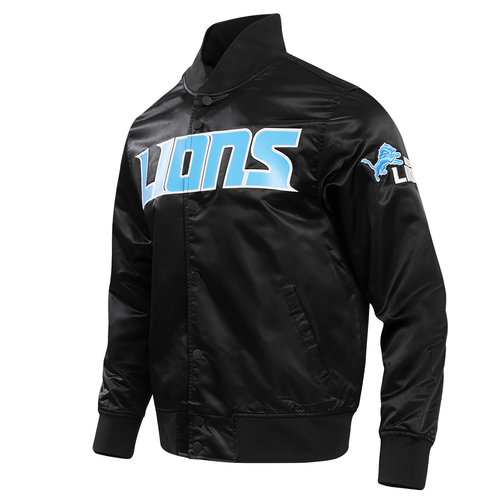 NFL DETROIT LIONS BIG LOGO MEN'S SATIN JACKET FDL6410277-BLK