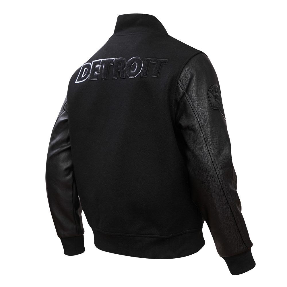 NFL DETROIT LIONS TRIPLE BLACK MEN'S MEN'S WOOL VARSITY JACKET FDL6410284-3BK