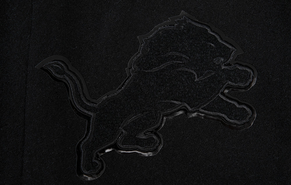 NFL DETROIT LIONS TRIPLE BLACK MEN'S MEN'S WOOL VARSITY JACKET FDL6410284-3BK