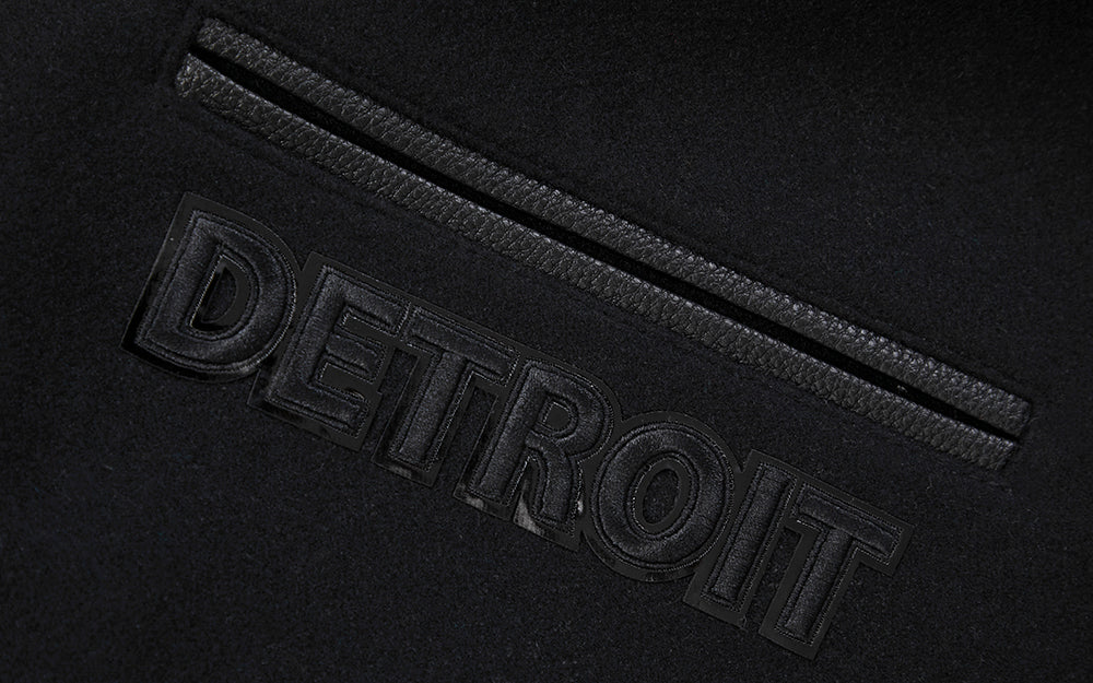 NFL DETROIT LIONS TRIPLE BLACK MEN'S MEN'S WOOL VARSITY JACKET FDL6410284-3BK
