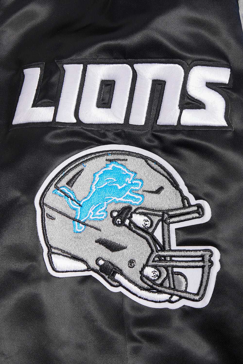 NFL DETROIT LIONS MASHUP MEN'S RIB SATIN JACKET FDL6410476-BLK