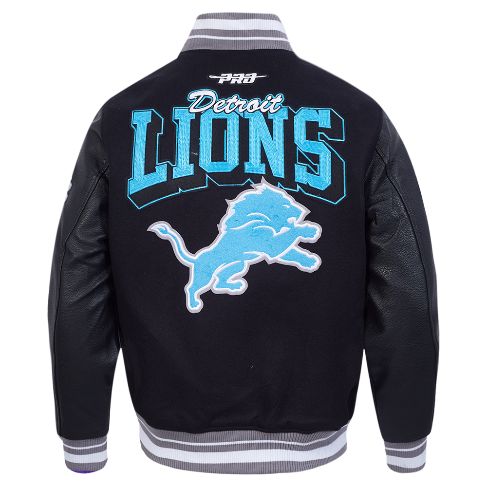 NFL DETROIT LIONS TEAM BADGE MEN'S RIB WOOL VARSITY JACKET FDL6411051-BGY