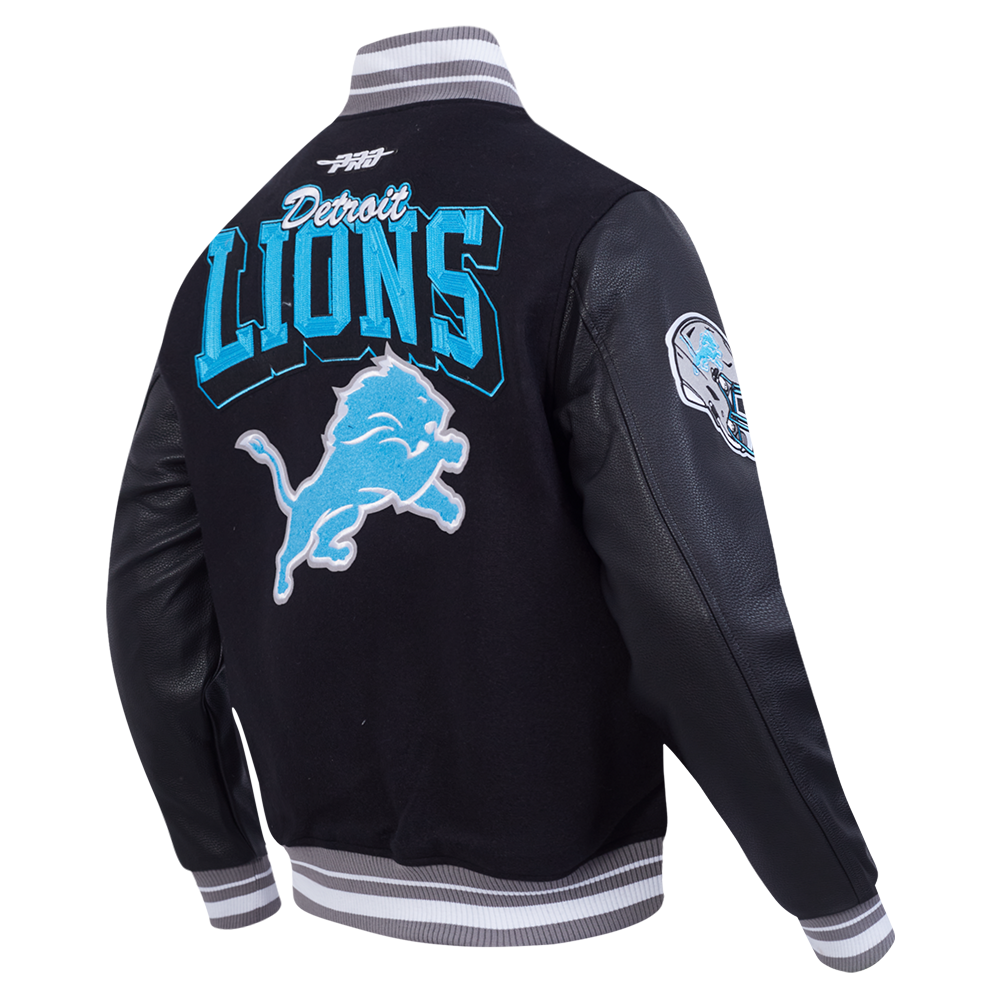 NFL DETROIT LIONS TEAM BADGE MEN'S RIB WOOL VARSITY JACKET FDL6411051-BGY
