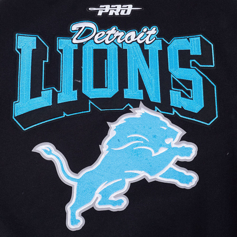 NFL DETROIT LIONS TEAM BADGE MEN'S RIB WOOL VARSITY JACKET FDL6411051-BGY