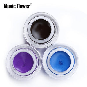 Music Flower Brand Black Waterproof Eyeliner Gel Makeup Cosmetic Gel Eye Liner With Brush 24 Hours Long-lasting