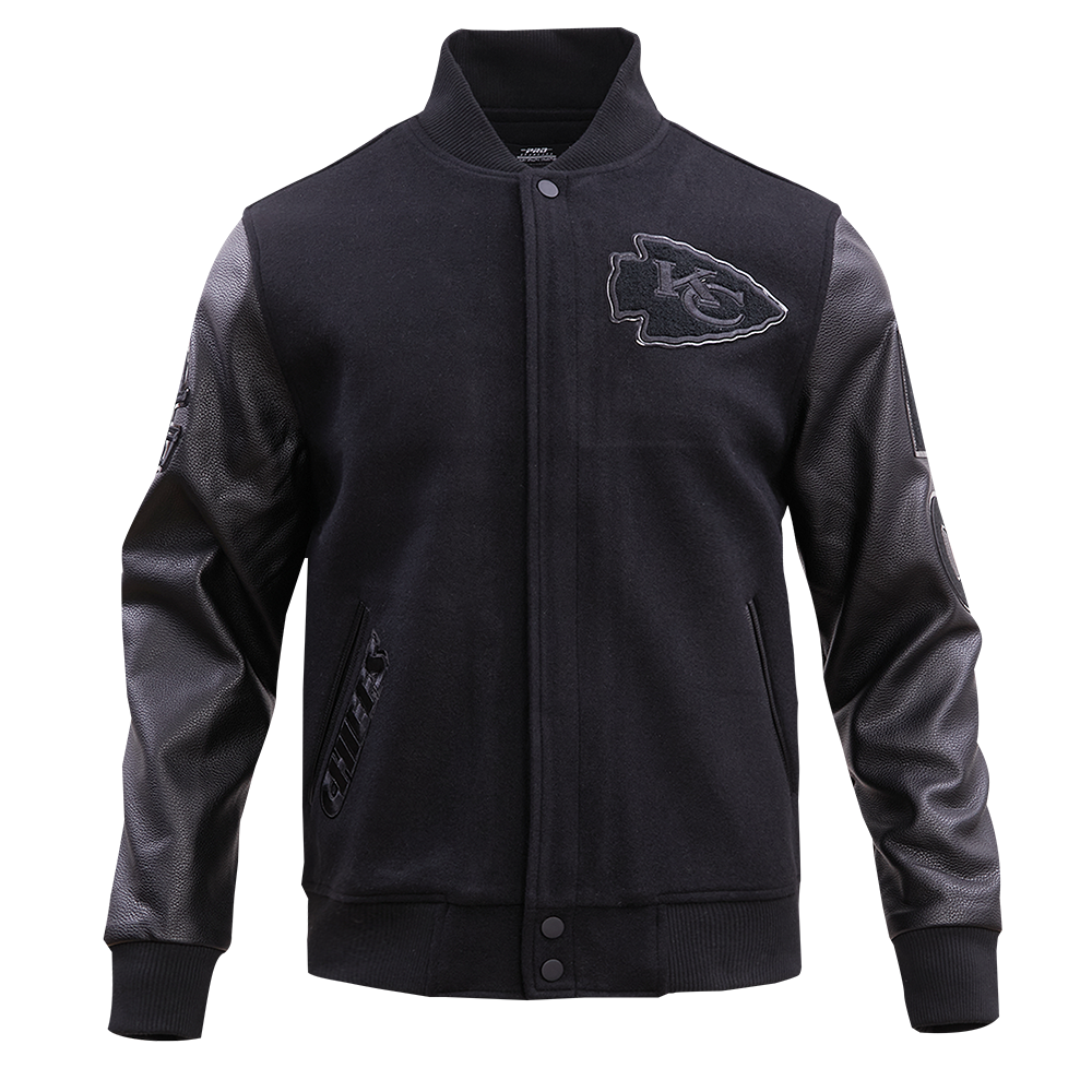 NFL KANSAS CITY CHIEFS TRIPLE BLACK WOOL MEN'S VARSITY JACKET FKC6410203-3BK