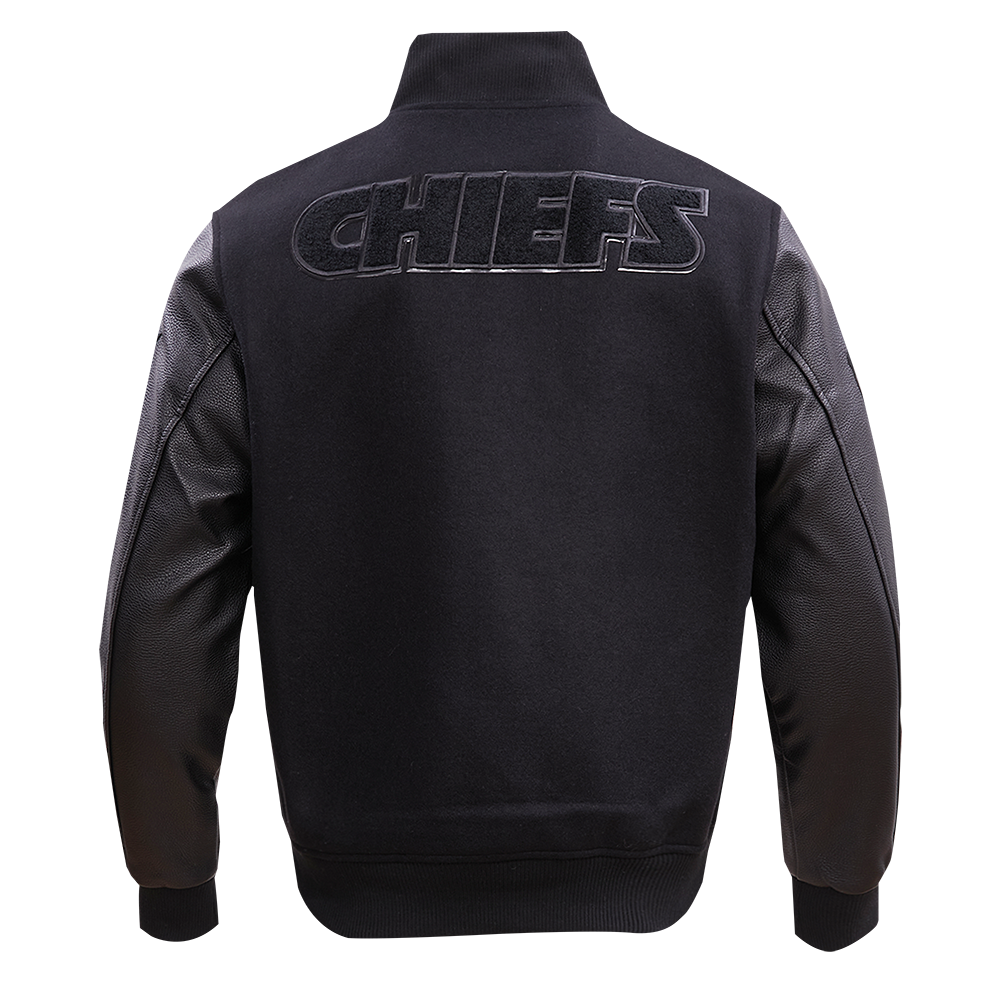 NFL KANSAS CITY CHIEFS TRIPLE BLACK WOOL MEN'S VARSITY JACKET FKC6410203-3BK