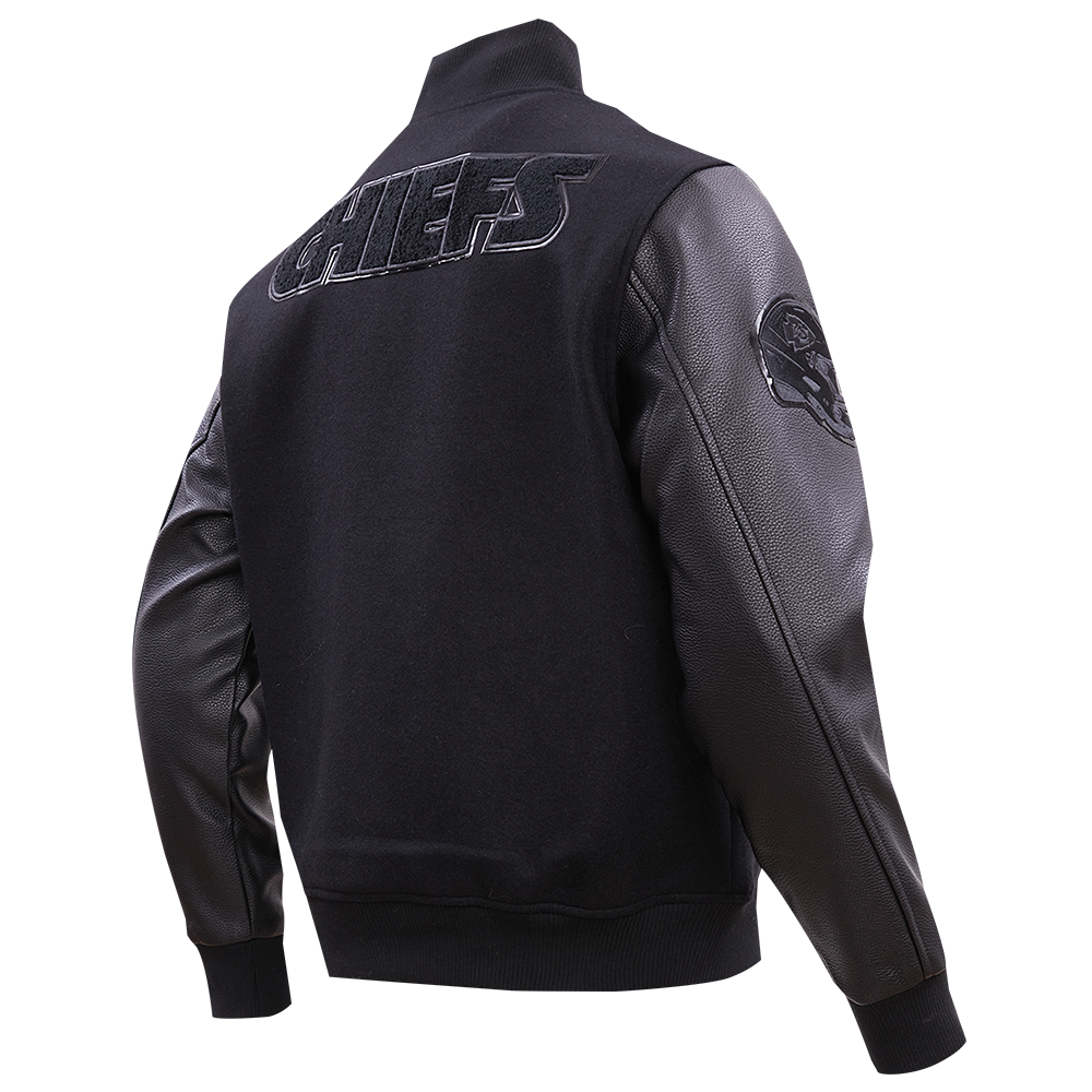 NFL KANSAS CITY CHIEFS TRIPLE BLACK WOOL MEN'S VARSITY JACKET FKC6410203-3BK