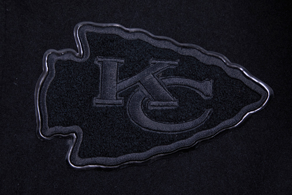 NFL KANSAS CITY CHIEFS TRIPLE BLACK WOOL MEN'S VARSITY JACKET FKC6410203-3BK