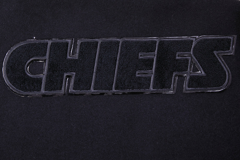 NFL KANSAS CITY CHIEFS TRIPLE BLACK WOOL MEN'S VARSITY JACKET FKC6410203-3BK