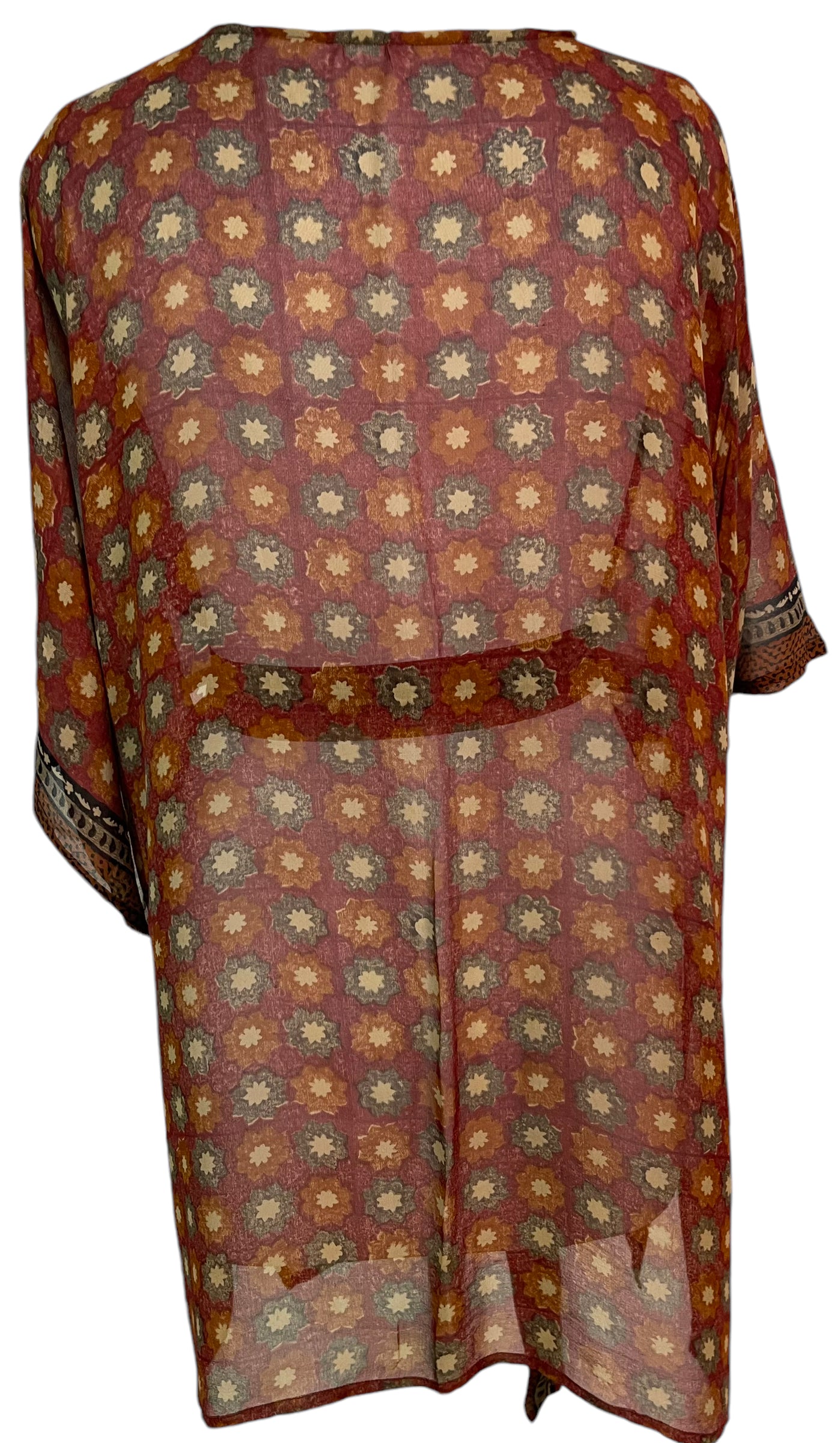 FINAL SALE PRG5397 Sheer Avatar Pure Silk Kimono-Sleeved Jacket with Belt