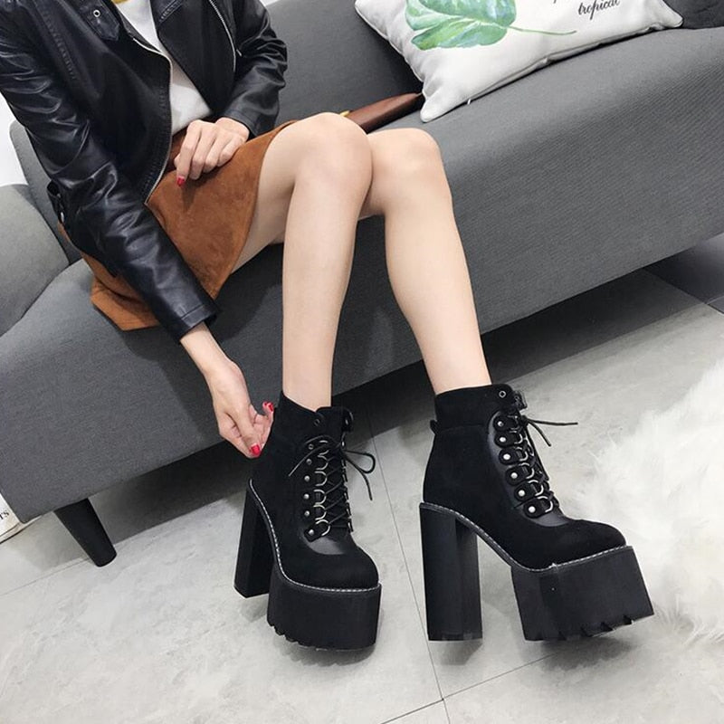 Block Heel Platform Boots