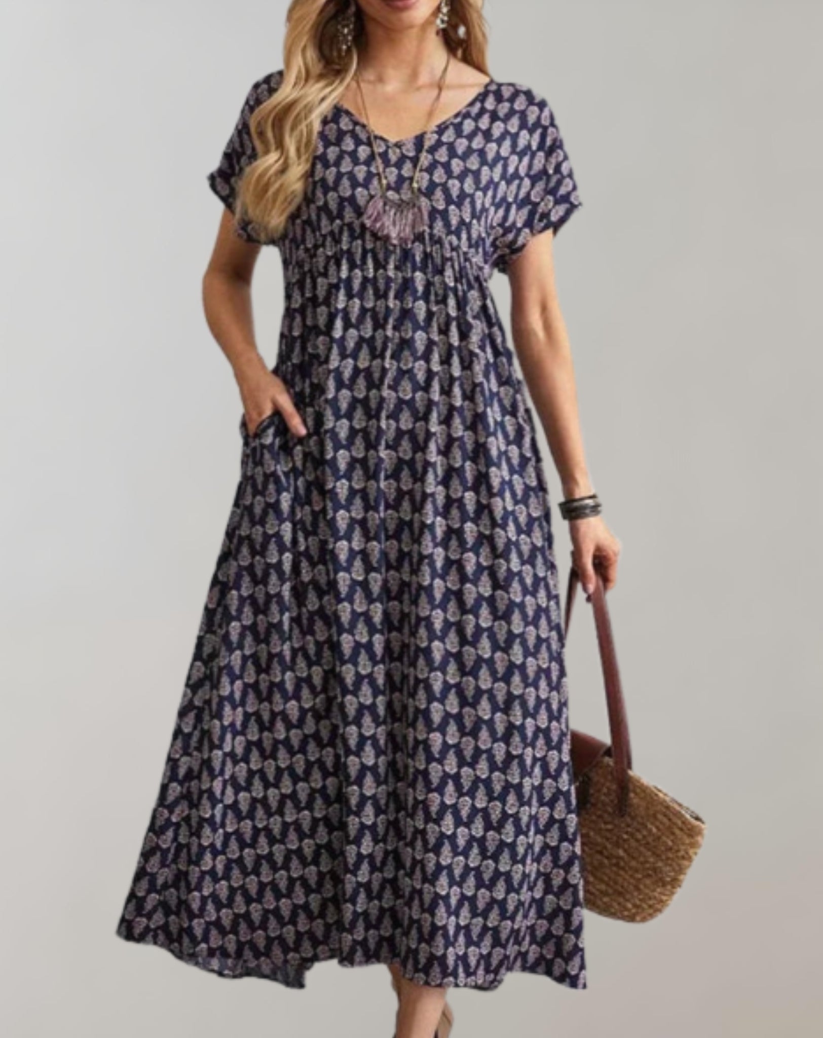 Women's Maxi Dress Blue Polyester Blend
