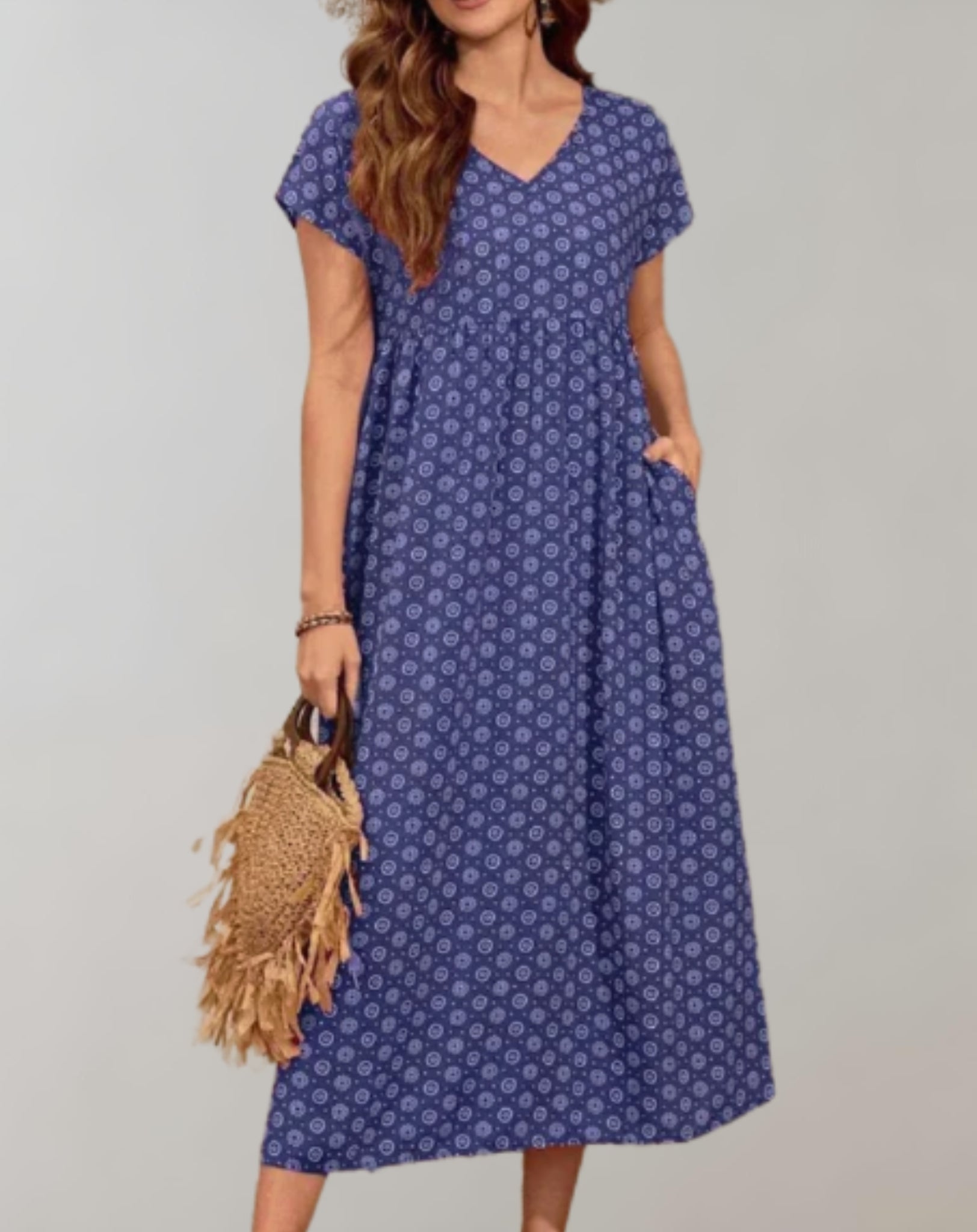 Women's Maxi Dress Blue Polyester Blend