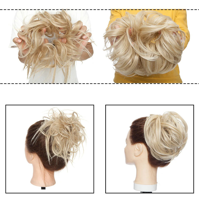 Fluffy Messy Hair Bun Extensions – Soft High-Temperature Fiber Scrunchy for Volume and Fullness – 6-7 Inches Long