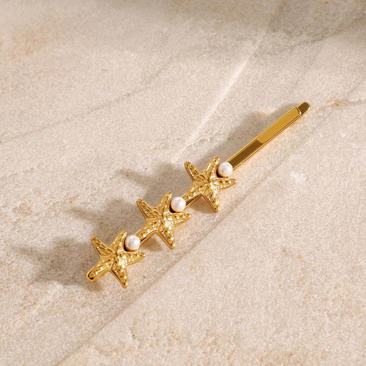 Freshwater Pearl Hair Pin with Starfish Design – Hypoallergenic, Waterproof, 60mm Length