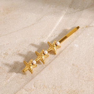 Freshwater Pearl Hair Pin with Starfish Design – Hypoallergenic, Waterproof, 60mm Length