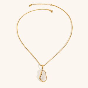 Freshwater Pearl Necklace for Women in Gold Setting – Waterproof, Hypoallergenic, 19-Inch Length, Elegant Coastal Jewelry