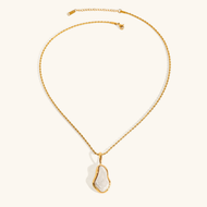 Freshwater Pearl Necklace for Women in Gold Setting – Waterproof, Hypoallergenic, 19-Inch Length, Elegant Coastal Jewelry