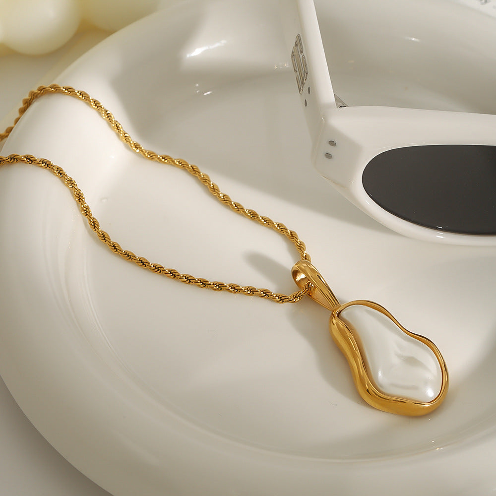 Freshwater Pearl Necklace for Women in Gold Setting – Waterproof, Hypoallergenic, 19-Inch Length, Elegant Coastal Jewelry