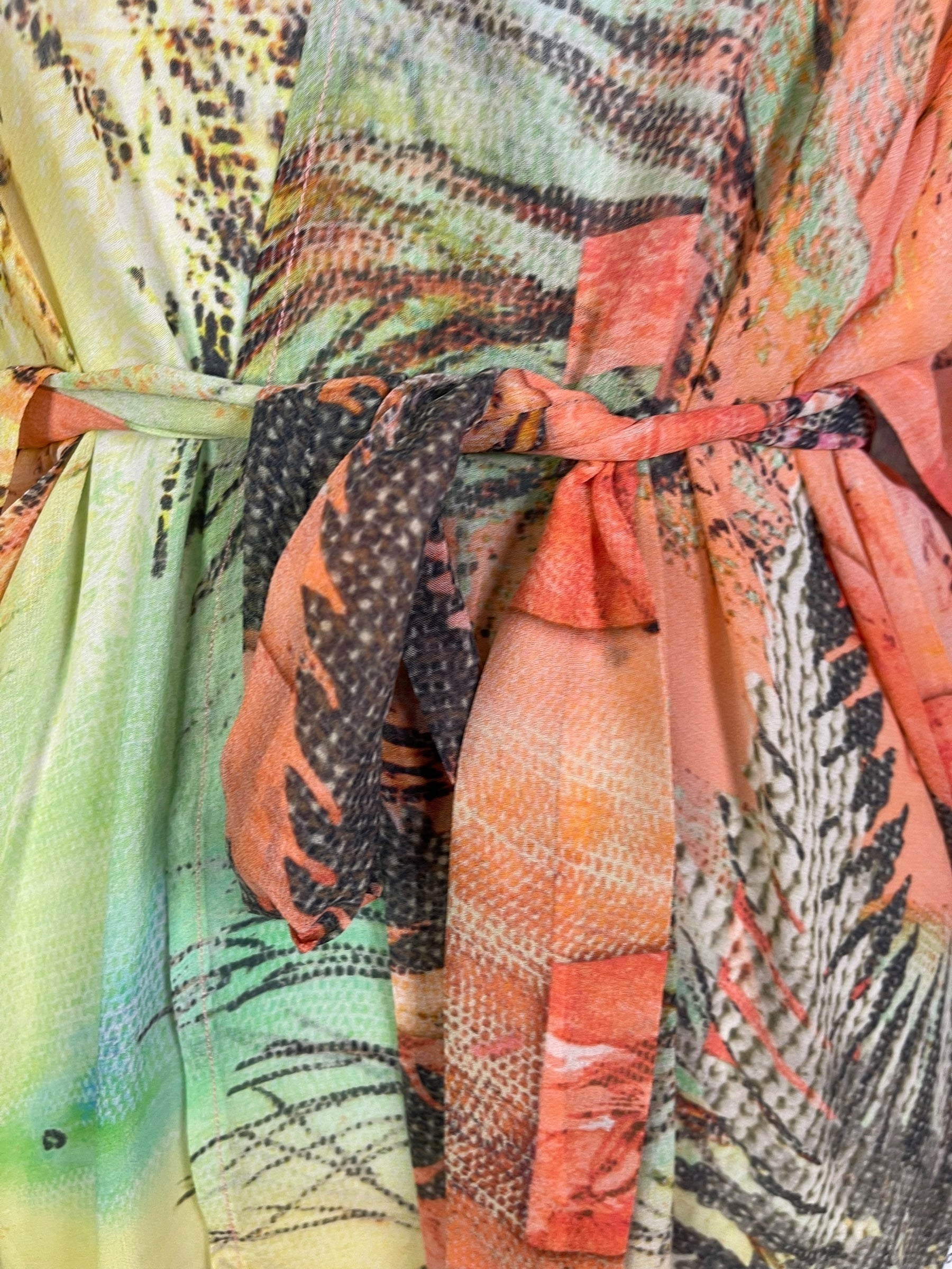 SOLD  PRG6814 Sheer Avatar Long Pure Silk Kimono Sleeved Duster with Belt