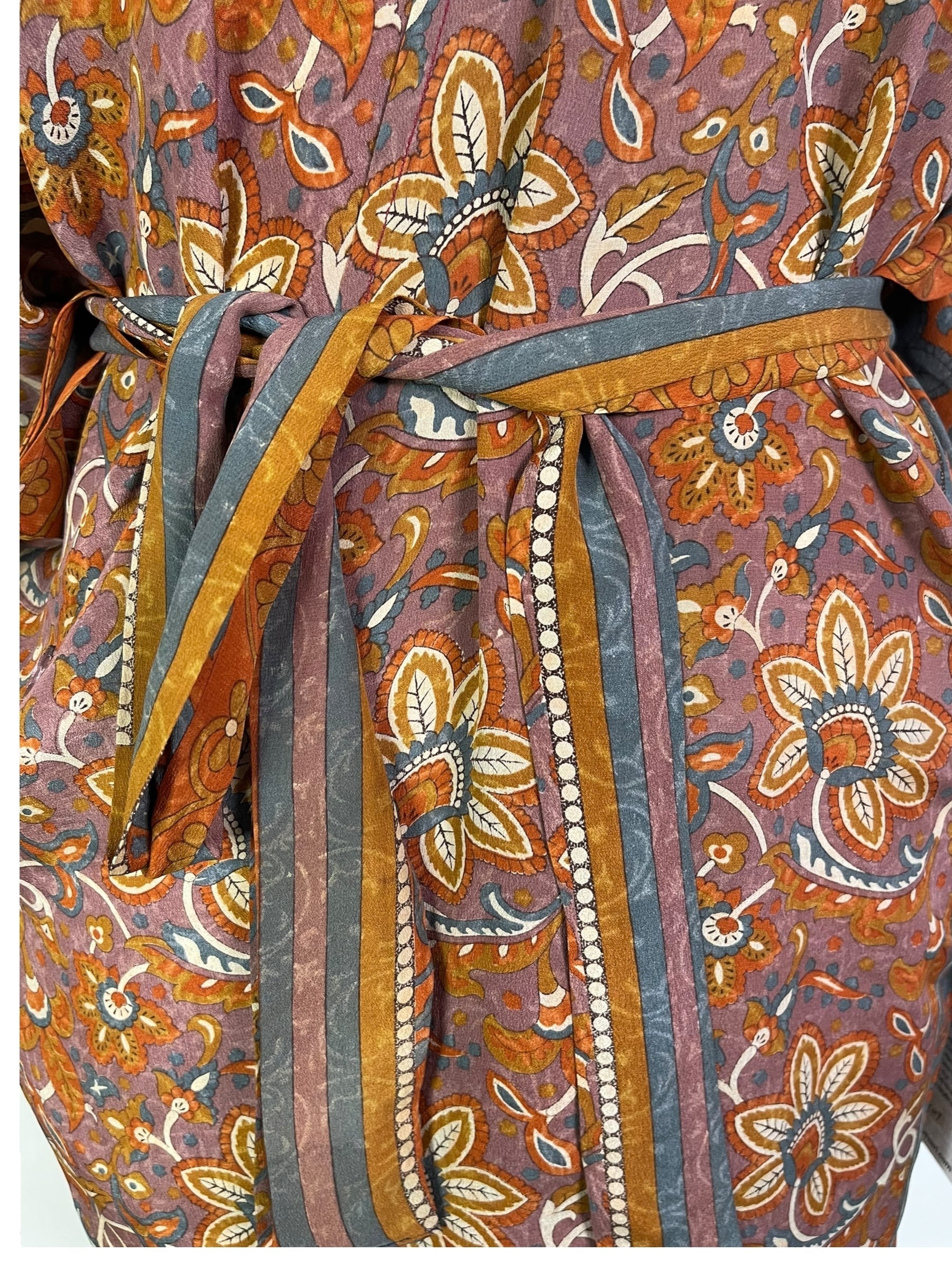 SOLD  PRC6907 Avatar Pure Silk Kimono-Sleeved Jacket with Belt