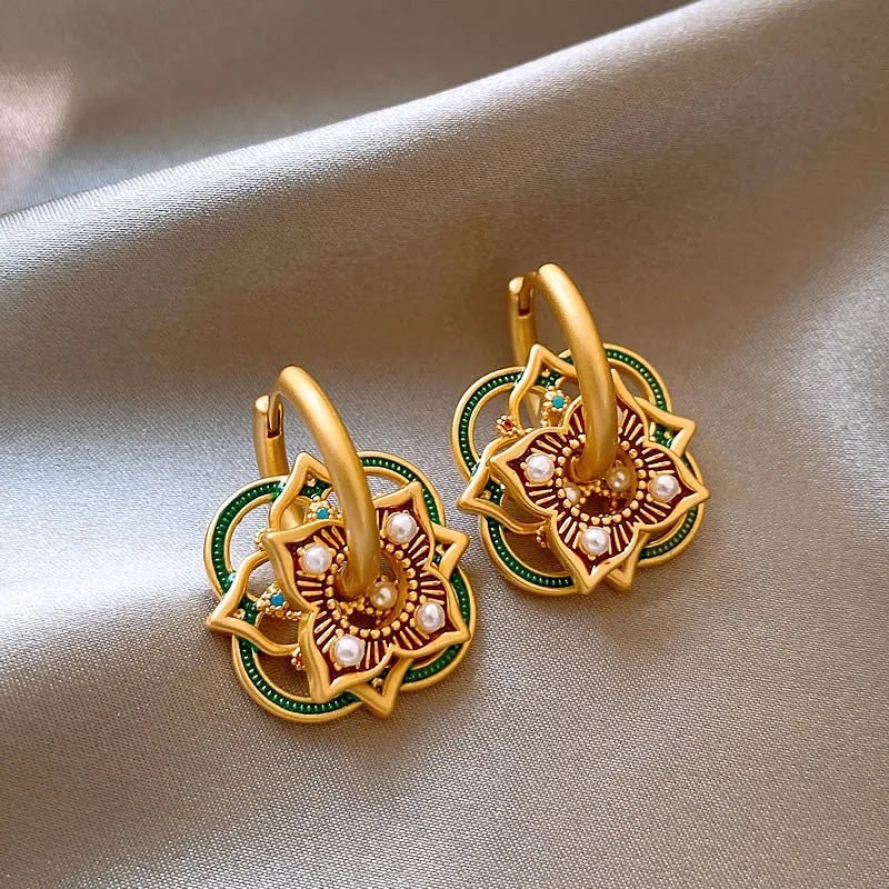 Geometric Jhumka Earrings for Women – Lightweight Stainless Steel and Copper Festive Jewelry