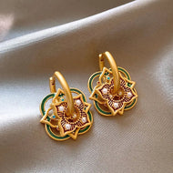 Geometric Jhumka Earrings for Women – Lightweight Stainless Steel and Copper Festive Jewelry