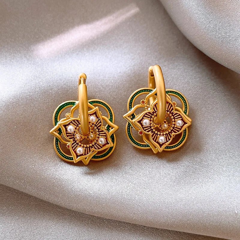 Geometric Jhumka Earrings for Women – Lightweight Stainless Steel and Copper Festive Jewelry