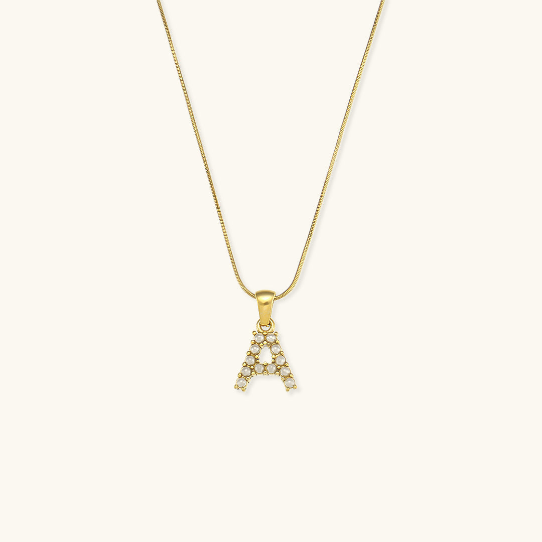Gold-Finished Initial Necklace with Freshwater Pearls – Customizable Personalized Jewelry for Women