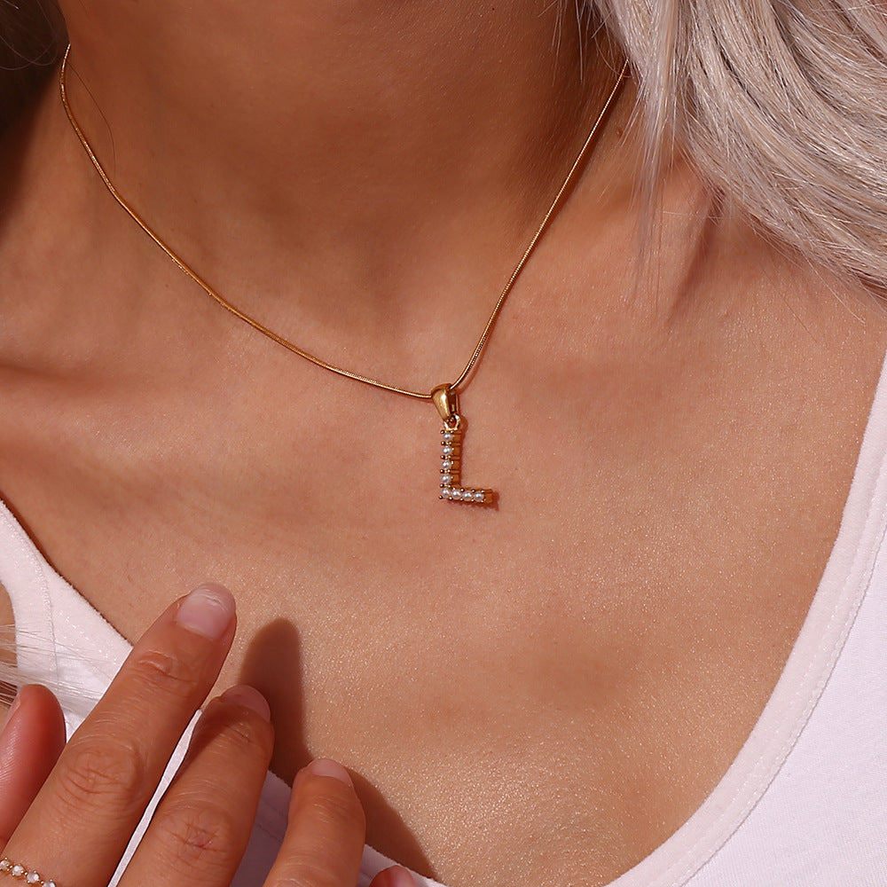 Gold-Finished Initial Necklace with Freshwater Pearls – Customizable Personalized Jewelry for Women