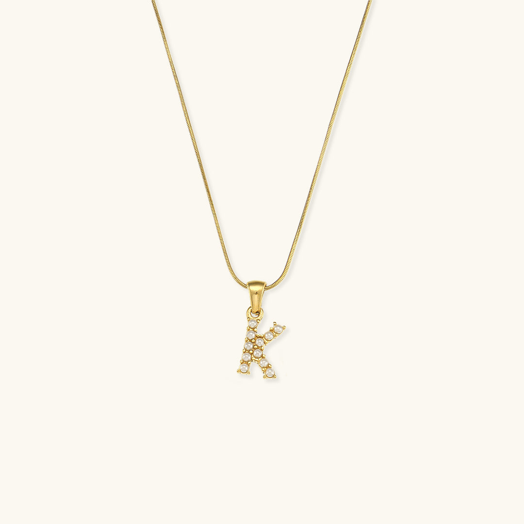 Gold-Finished Initial Necklace with Freshwater Pearls – Customizable Personalized Jewelry for Women