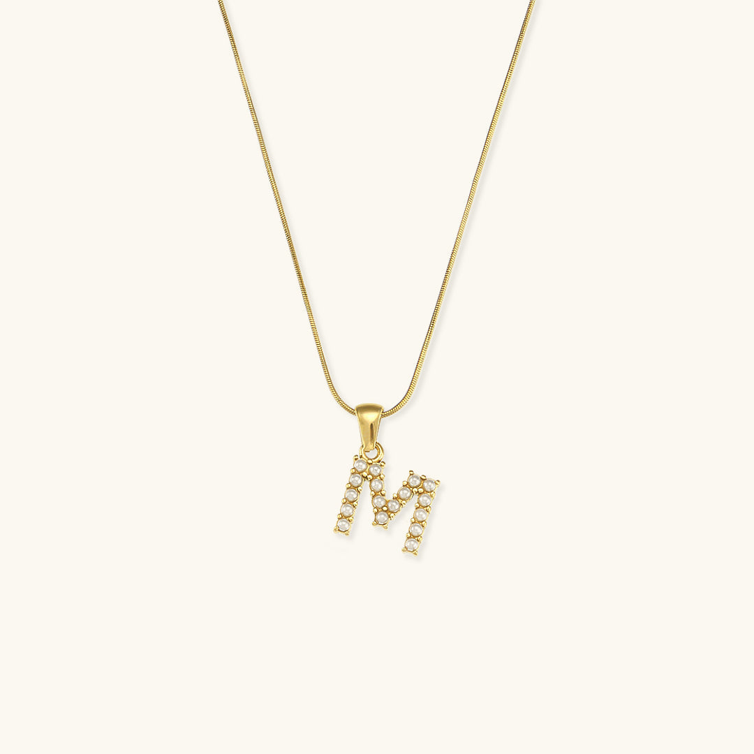 Gold-Finished Initial Necklace with Freshwater Pearls – Customizable Personalized Jewelry for Women