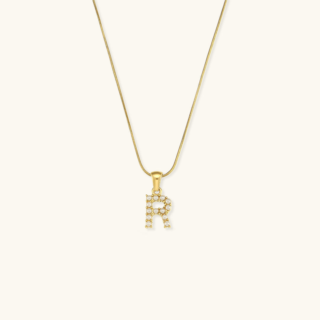 Gold-Finished Initial Necklace with Freshwater Pearls – Customizable Personalized Jewelry for Women