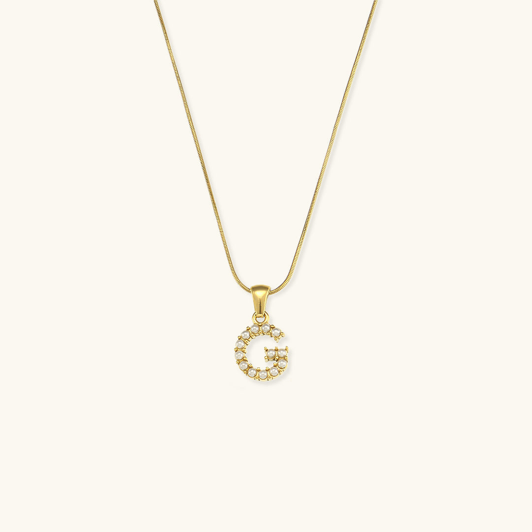 Gold-Finished Initial Necklace with Freshwater Pearls – Customizable Personalized Jewelry for Women