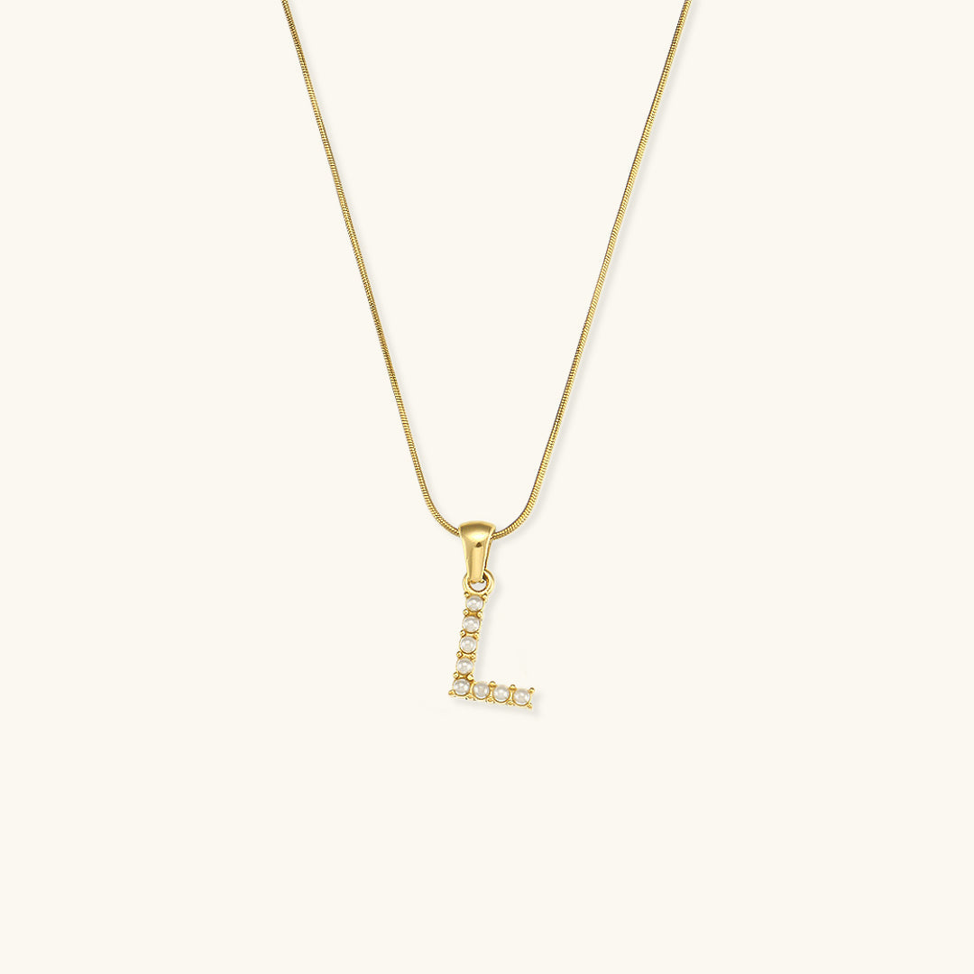Gold-Finished Initial Necklace with Freshwater Pearls – Customizable Personalized Jewelry for Women