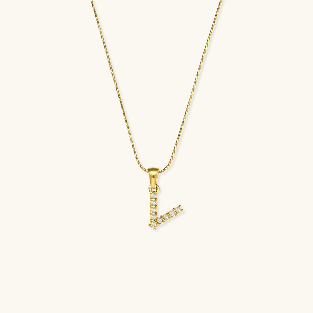 Gold-Finished Initial Necklace with Freshwater Pearls – Customizable Personalized Jewelry for Women