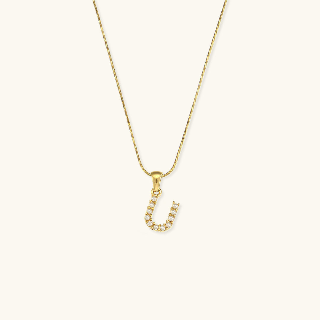 Gold-Finished Initial Necklace with Freshwater Pearls – Customizable Personalized Jewelry for Women