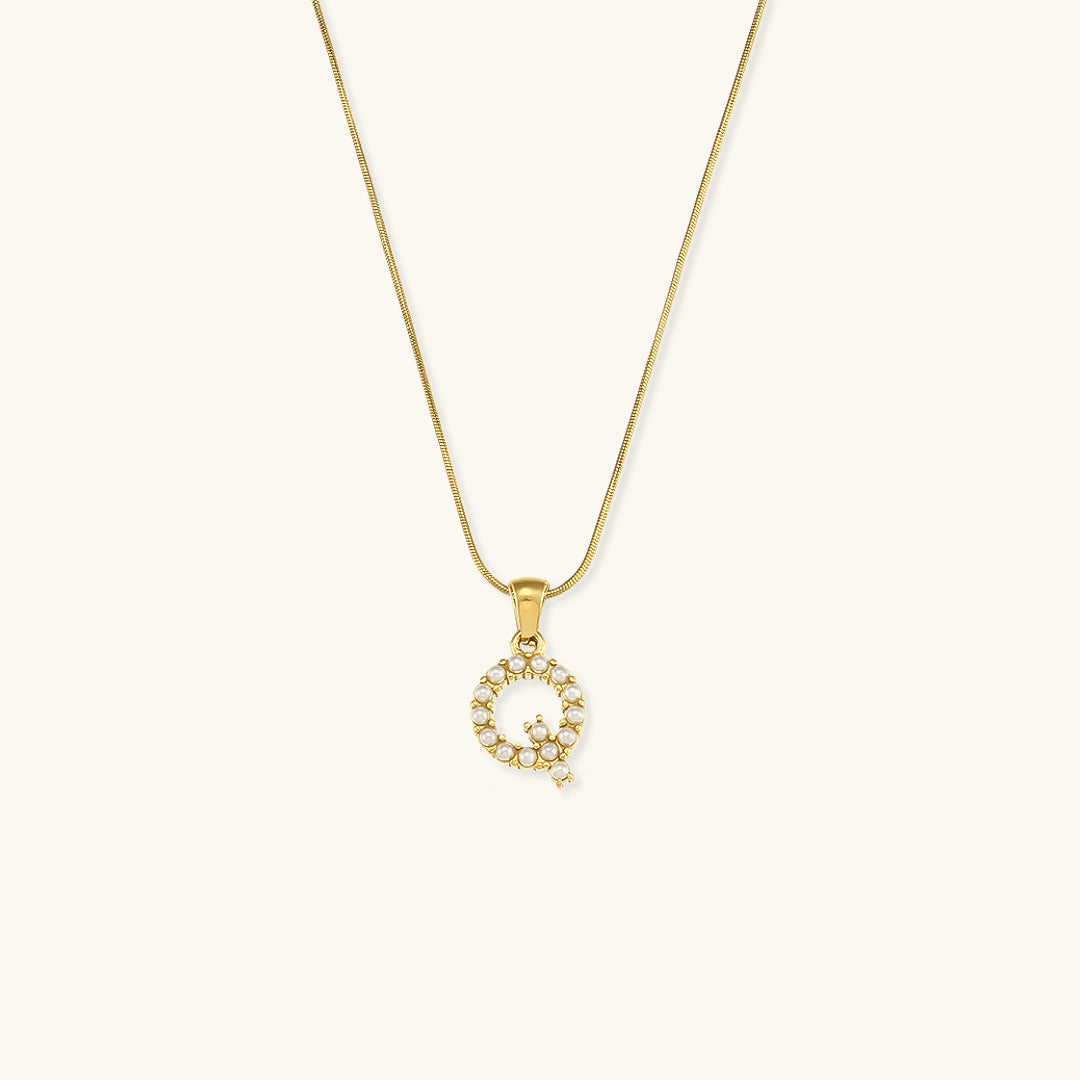 Gold-Finished Initial Necklace with Freshwater Pearls – Customizable Personalized Jewelry for Women
