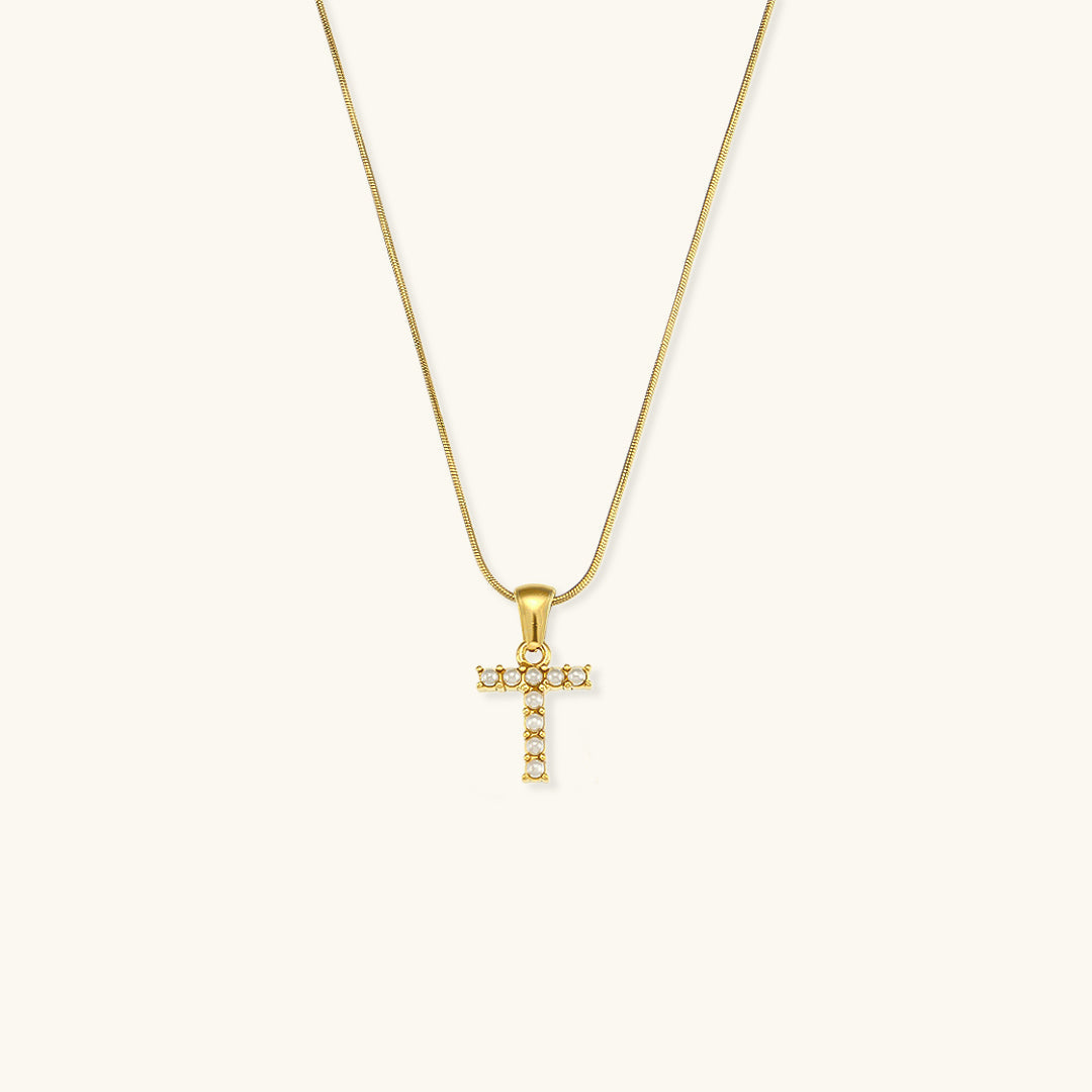 Gold-Finished Initial Necklace with Freshwater Pearls – Customizable Personalized Jewelry for Women