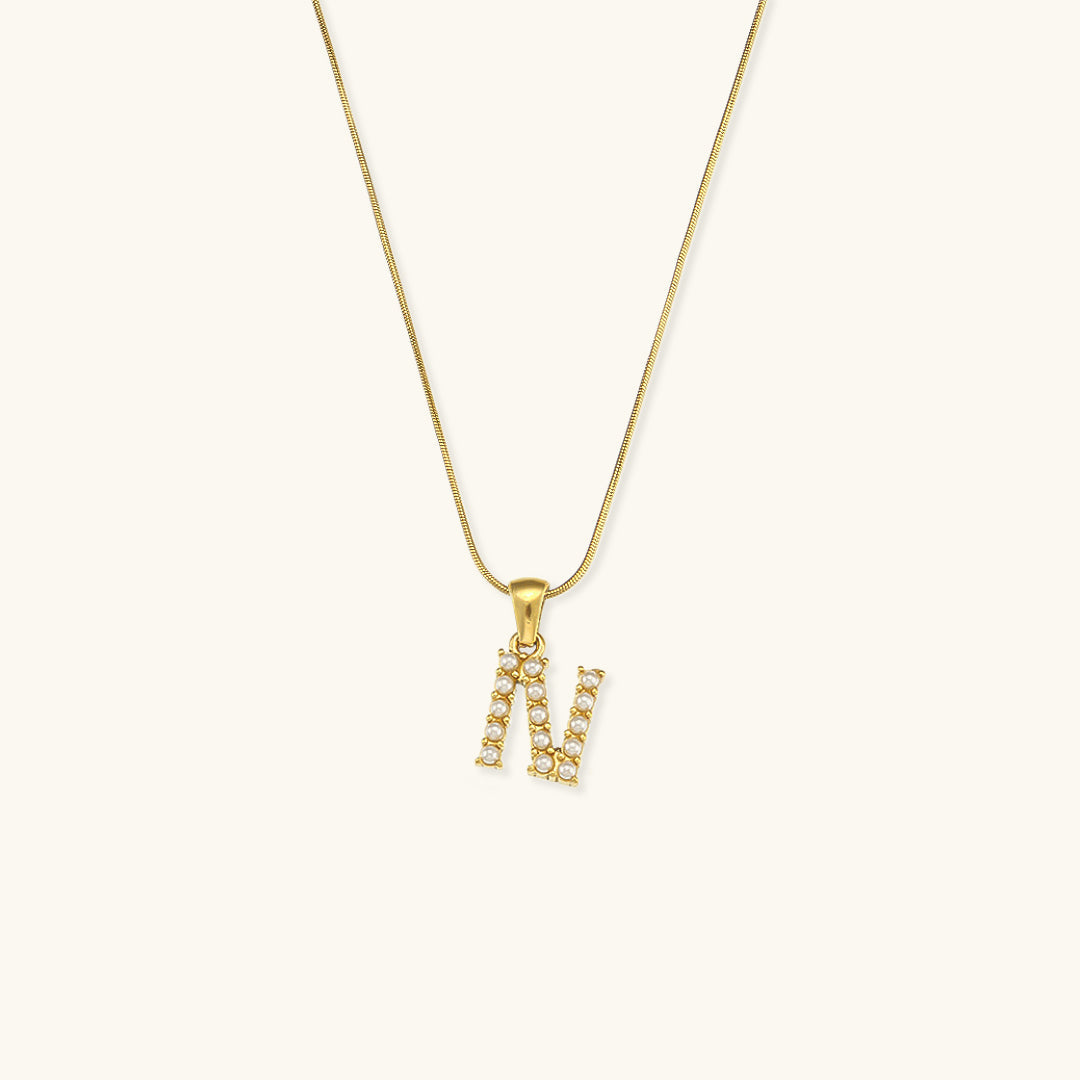 Gold-Finished Initial Necklace with Freshwater Pearls – Customizable Personalized Jewelry for Women