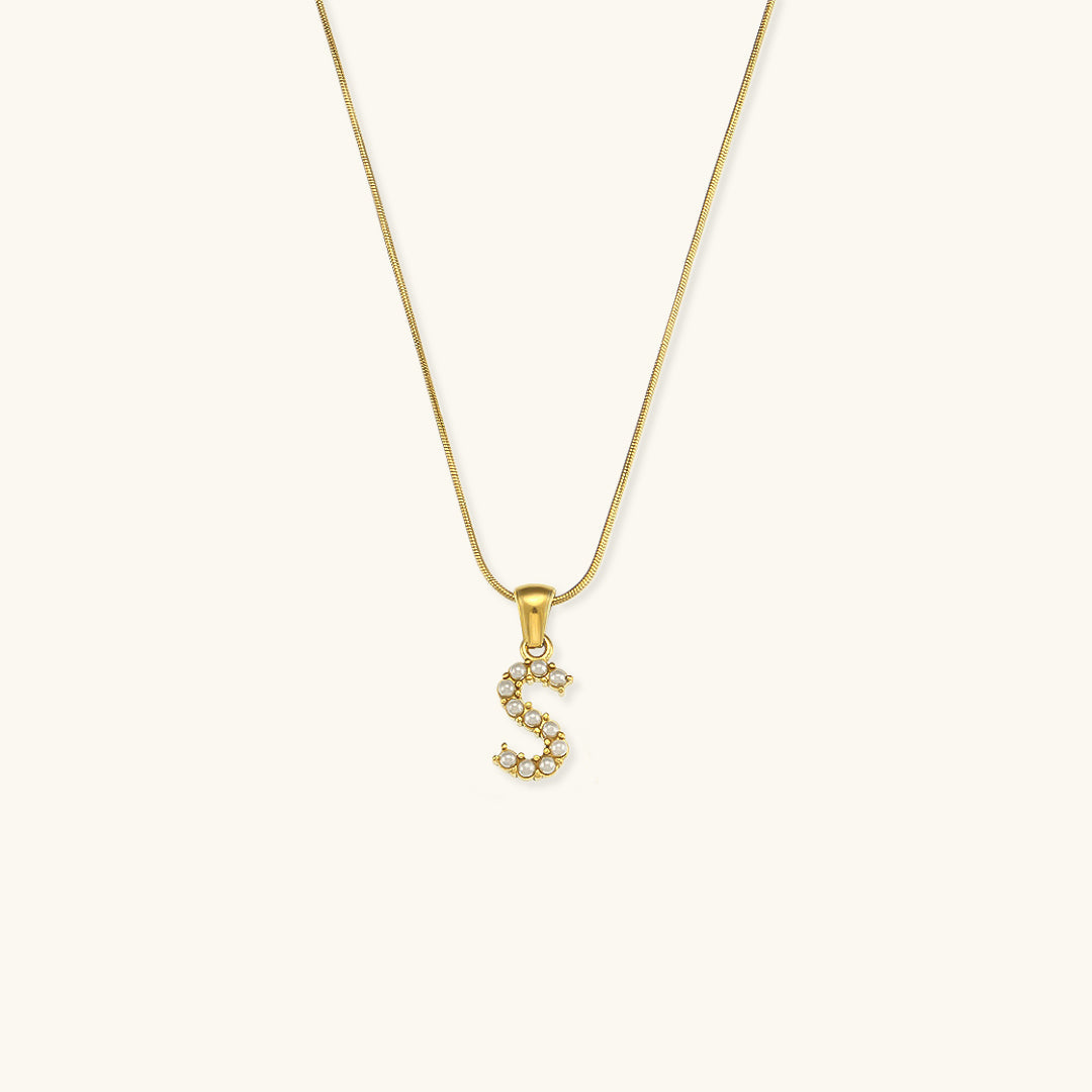 Gold-Finished Initial Necklace with Freshwater Pearls – Customizable Personalized Jewelry for Women