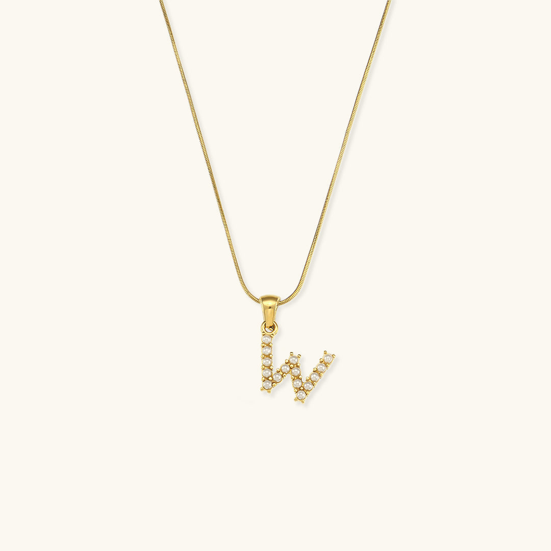 Gold-Finished Initial Necklace with Freshwater Pearls – Customizable Personalized Jewelry for Women