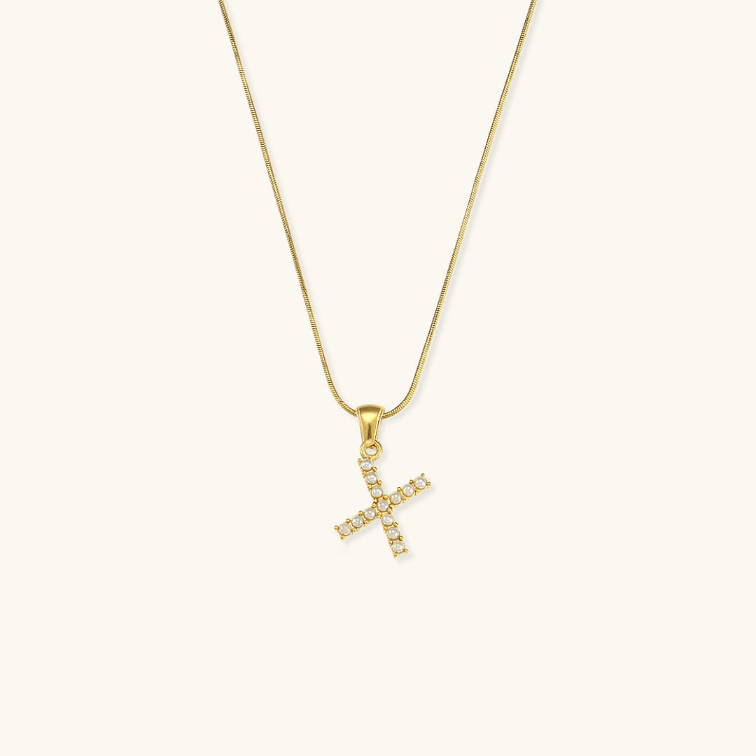 Gold-Finished Initial Necklace with Freshwater Pearls – Customizable Personalized Jewelry for Women