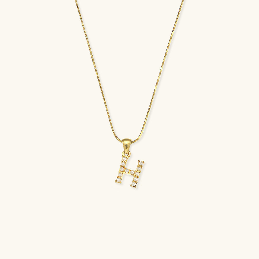 Gold-Finished Initial Necklace with Freshwater Pearls – Customizable Personalized Jewelry for Women