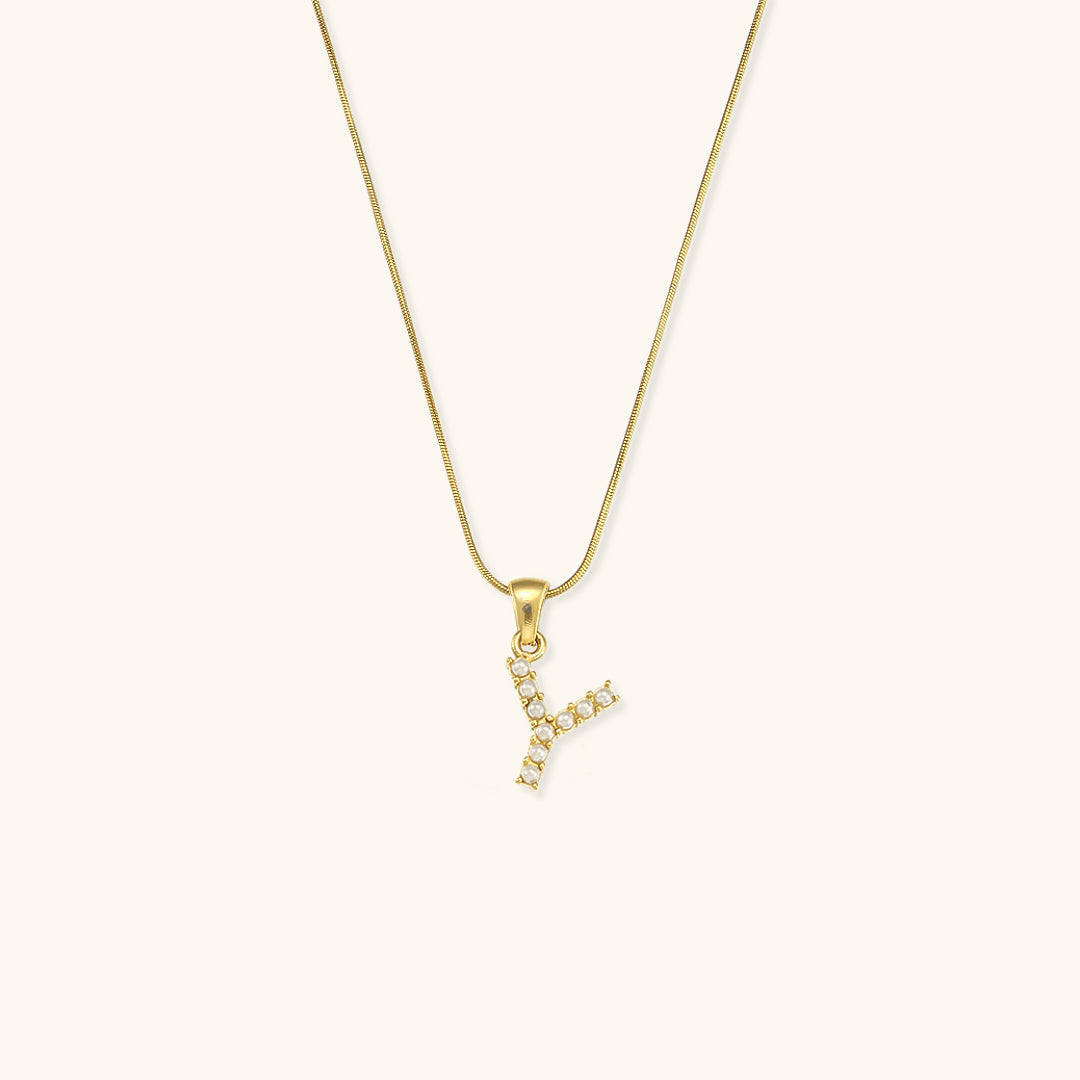 Gold-Finished Initial Necklace with Freshwater Pearls – Customizable Personalized Jewelry for Women