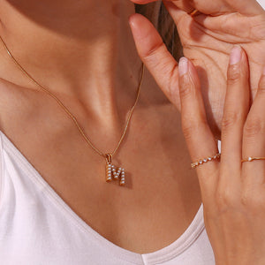 Gold-Finished Initial Necklace with Freshwater Pearls – Customizable Personalized Jewelry for Women