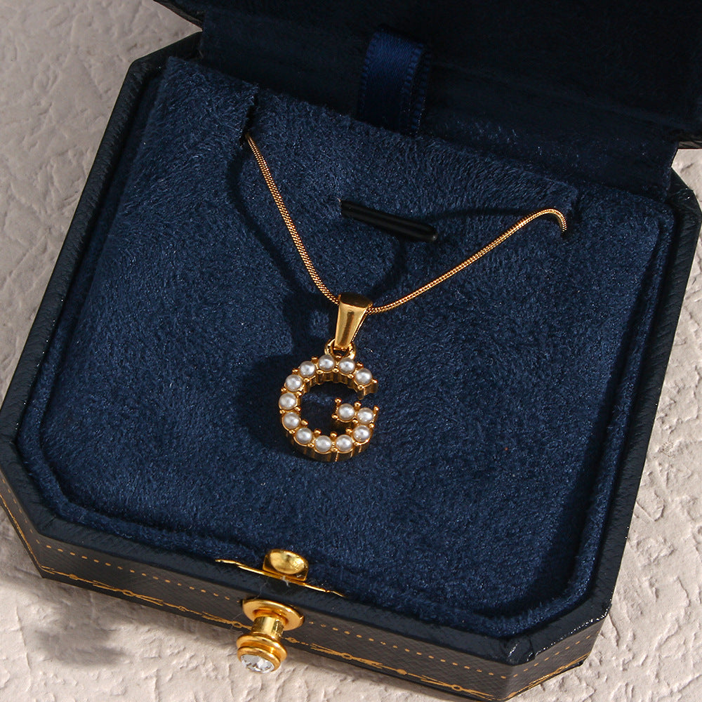 Gold-Finished Initial Necklace with Freshwater Pearls – Customizable Personalized Jewelry for Women
